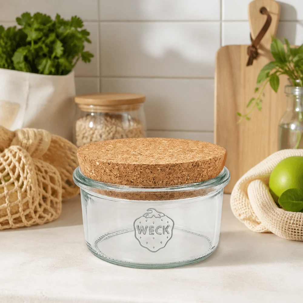 165ml bocal conique WECK RR80 avec bouchon nature WECK Vorratsglas 165ml RR80 Korkdeckel Küchendeko skandinavisch nachhaltige Aufbewahrung Zero Waste Lifestyle