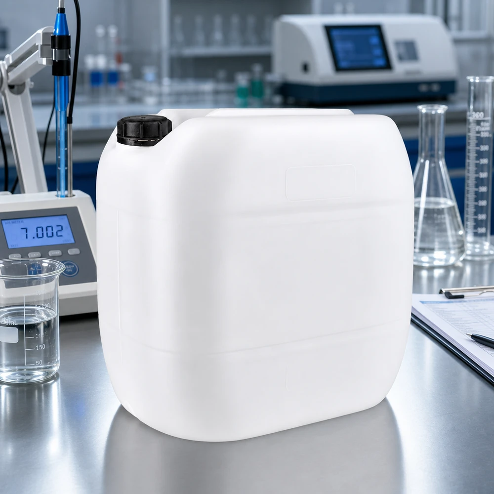 Bidon de 30 litres adapté au contact alimentaire, muni d'un bouchon à vis, pour un stockage hygiénique des liquides
