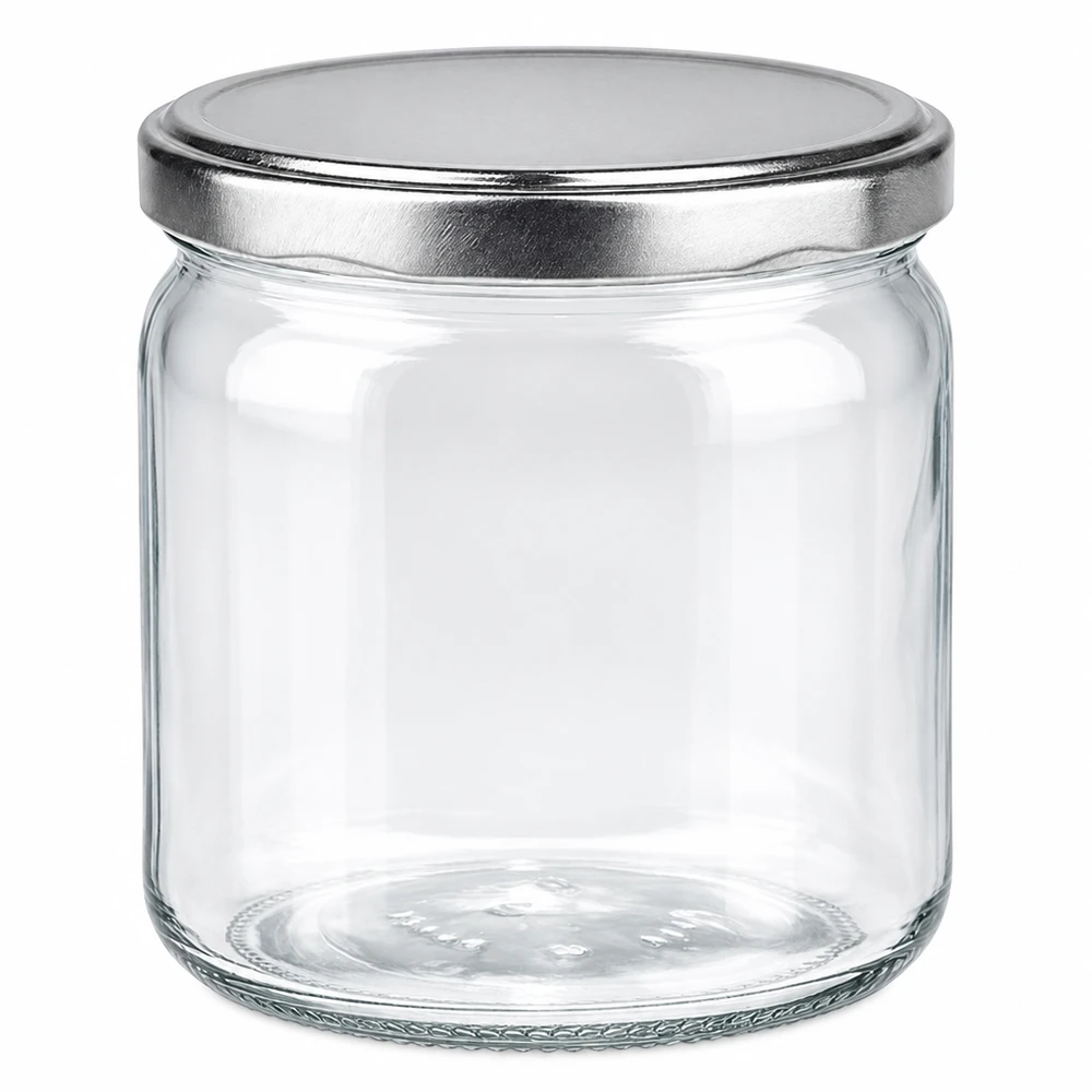408ml Verre rond avec couvercle BasicSeal argent UNiTWIST