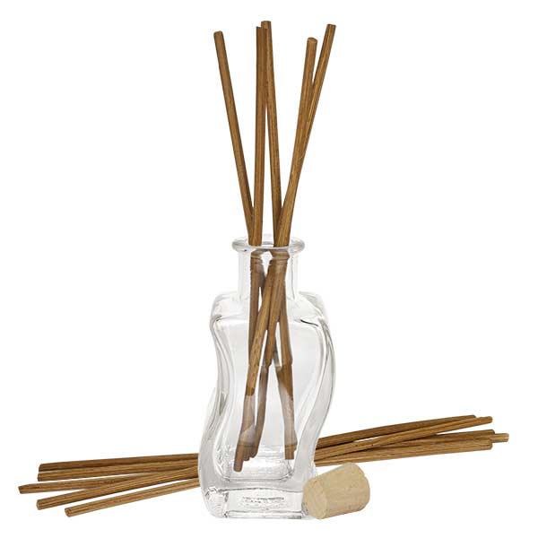 Flacon Altana 100ml + 10 bâtons à parfum foncés + bouchon de liège Flacon Altana 100ml + 10 bâtons à parfum foncés + bouchon de liège