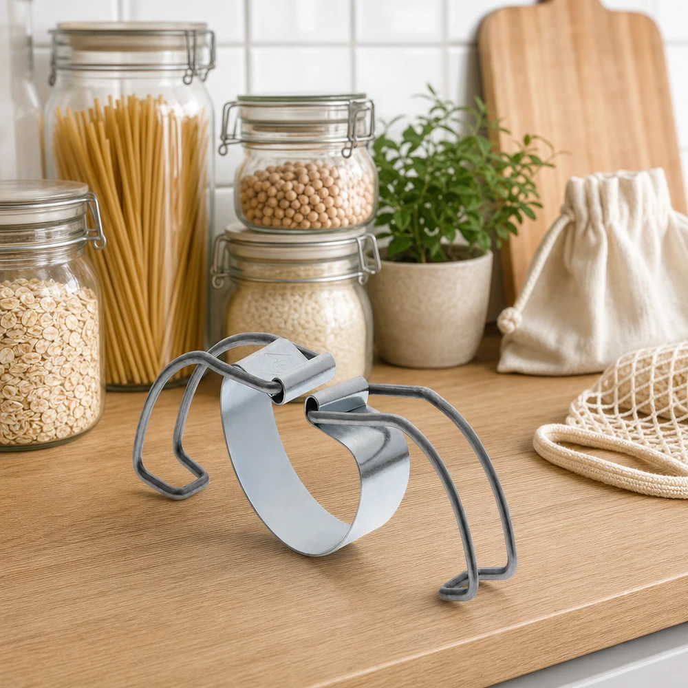 Support de cuisson RR100 Etrier de mise en conserve RR100 entre des bocaux de stockage durable avec des pâtes et des légumineuses dans la cuisine zéro déchet