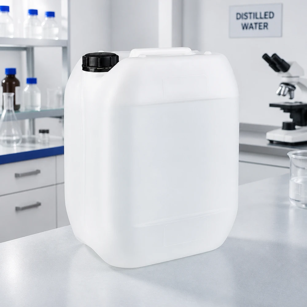 Bidon de laboratoire de 10 L en plastique HDPE destiné à l'eau distillée à usage scientifique
