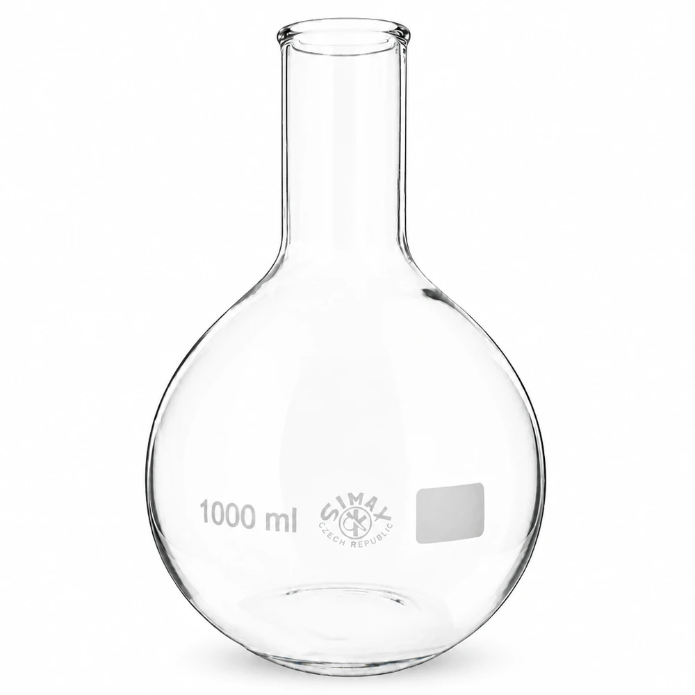 Ballon à fond plat 1000 ml à col étroit, en verre borosilicate avec bord renforcé Fioles à col étroit 1000ml qualité professionnelle de laboratoire pour la recherche et les procédés chimiques