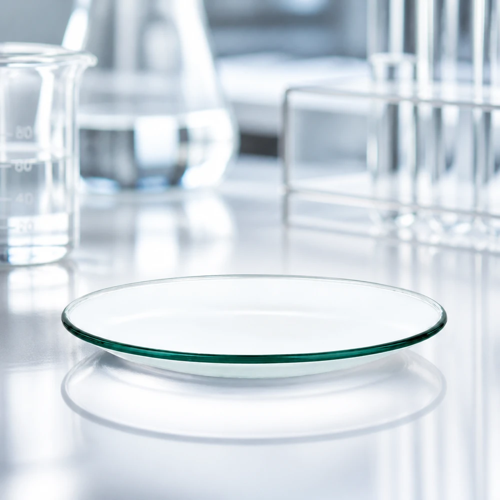 Verre de montre 70 mm - verre borosilicate 3.3 - bord fondu Coupelle en verre de montre brillante 70mm avec surface réfléchissante dans un environnement de laboratoire stérile