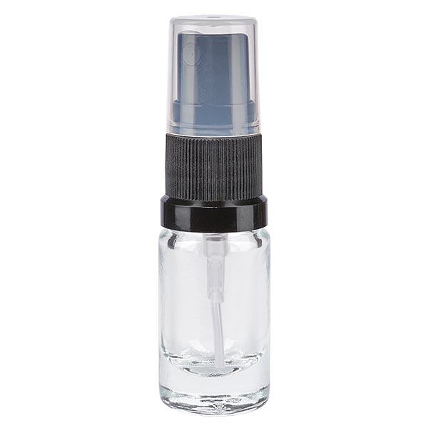 Flacon de pharmacie transparent 5ml embout spray noir Flacon de pharmacie transparent 5ml embout spray noir