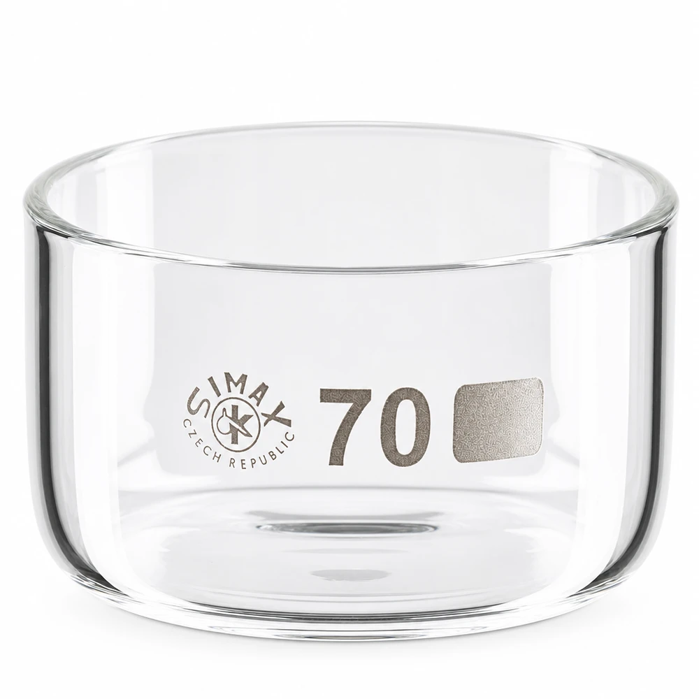 Coupelle de cristallisation Simax 100 ml en verre borosilicaté, de forme cylindrique, sans bec verseur, diamètre 70 mm