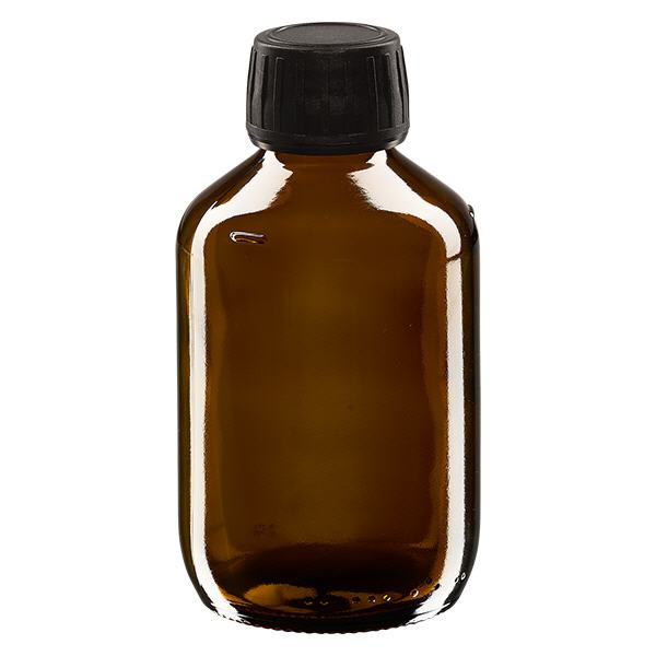 Flacon à médicaments Euro de 200ml avec bouchon noir Flacon à médicaments Euro de 200ml avec bouchon noir