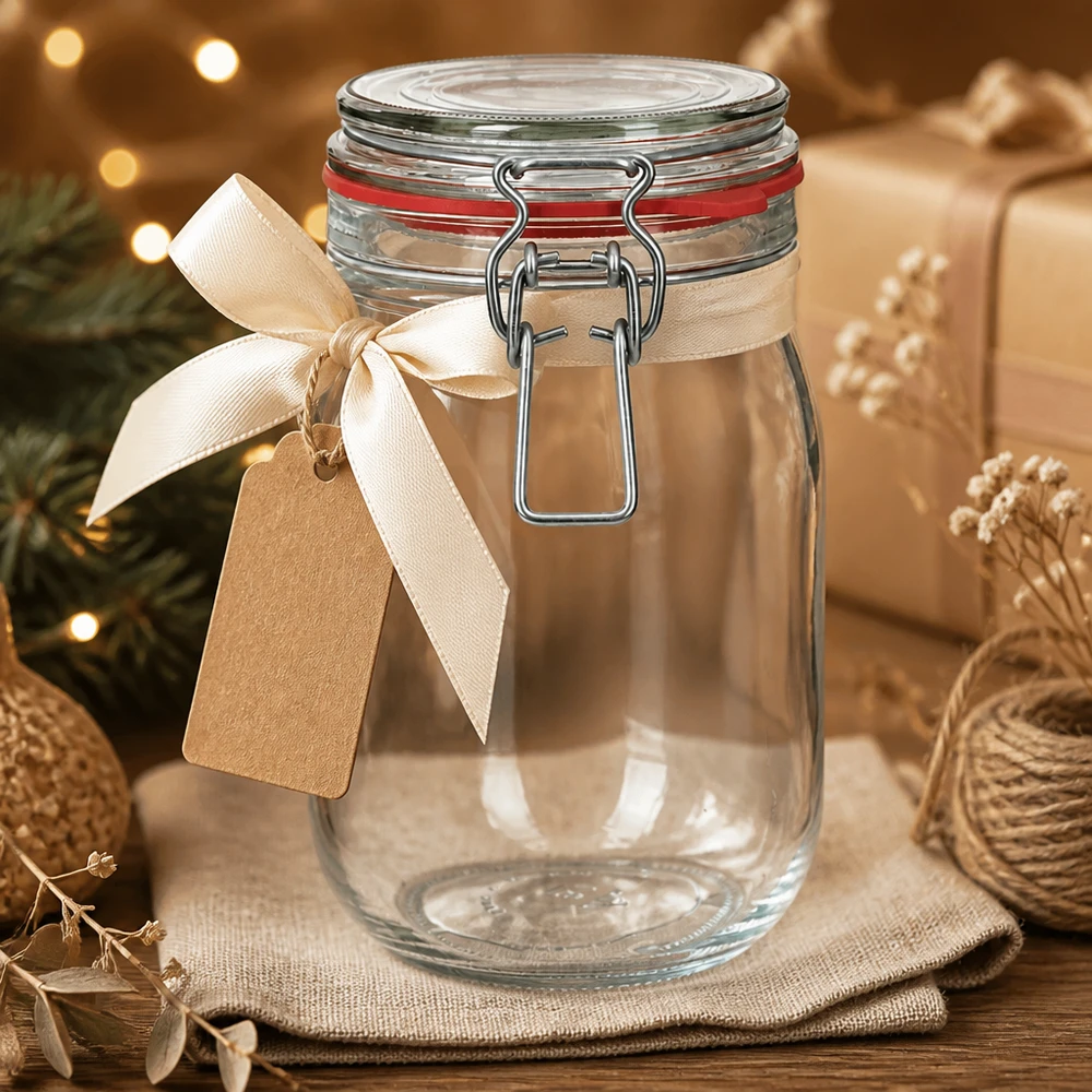 Bocal à provisions vide de 1140ml avec fermeture à étrier comme idée cadeau décorative