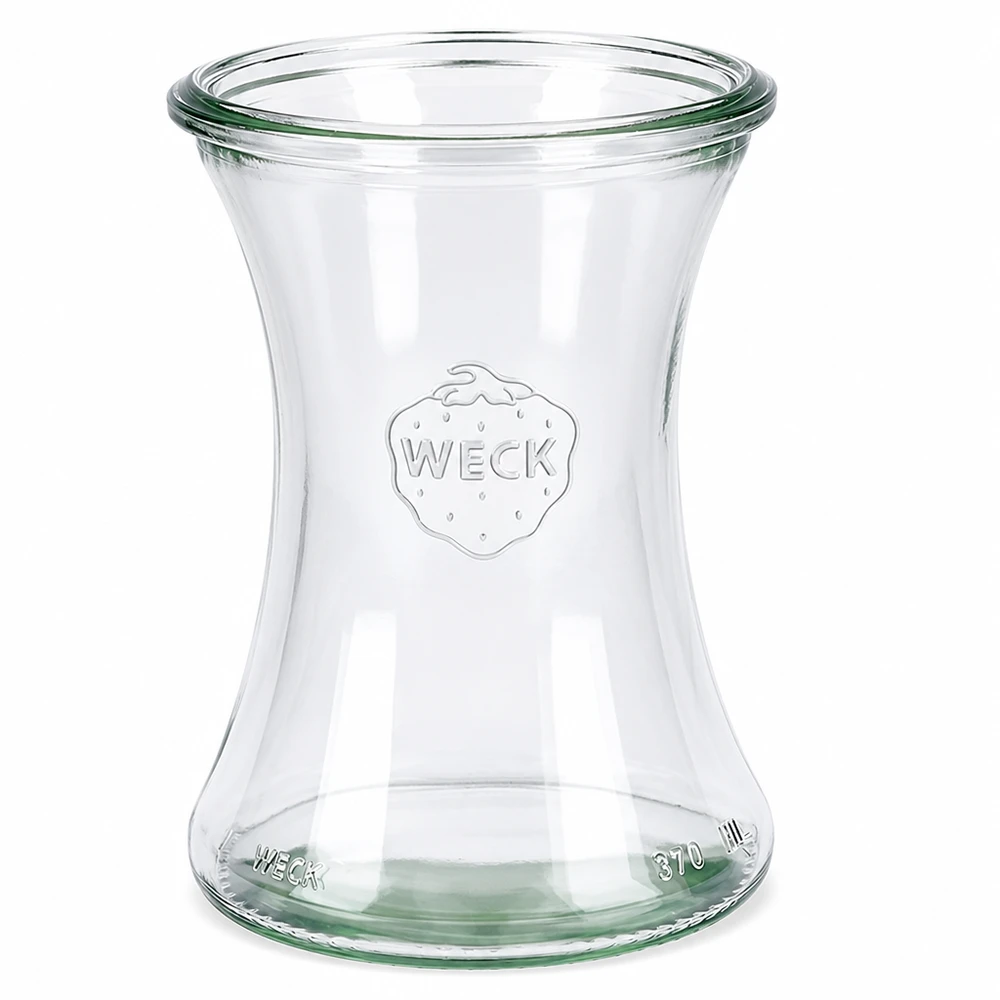 WECK Pot à délicatesse 370ml RR80 en verre transparent avec logo et indication de volume gravés en relief