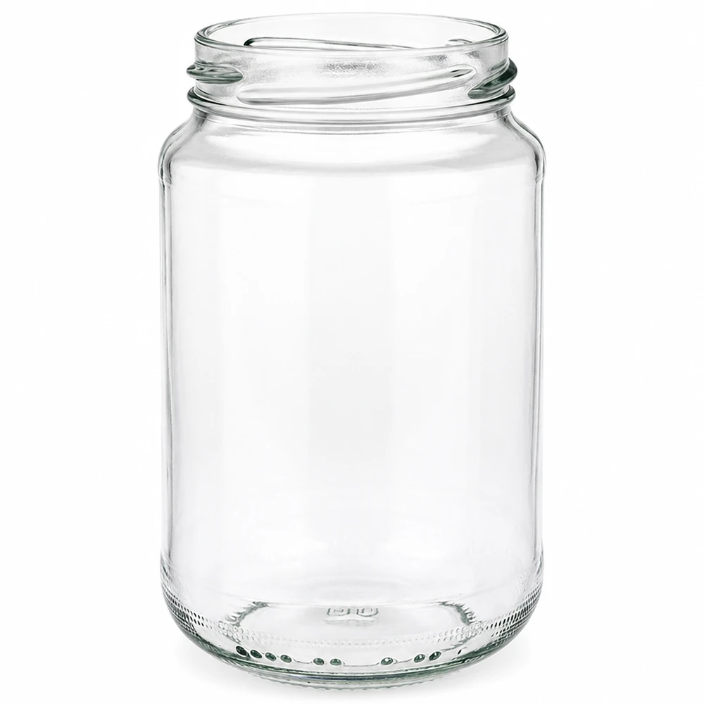 375ml Verre rond sans couvercle (TO63) UNiTWIST UNiTWIST Runda375 Bocal rond 375ml TO63 Bocal à conserves vide en verre clair avec filetage pour la conservation