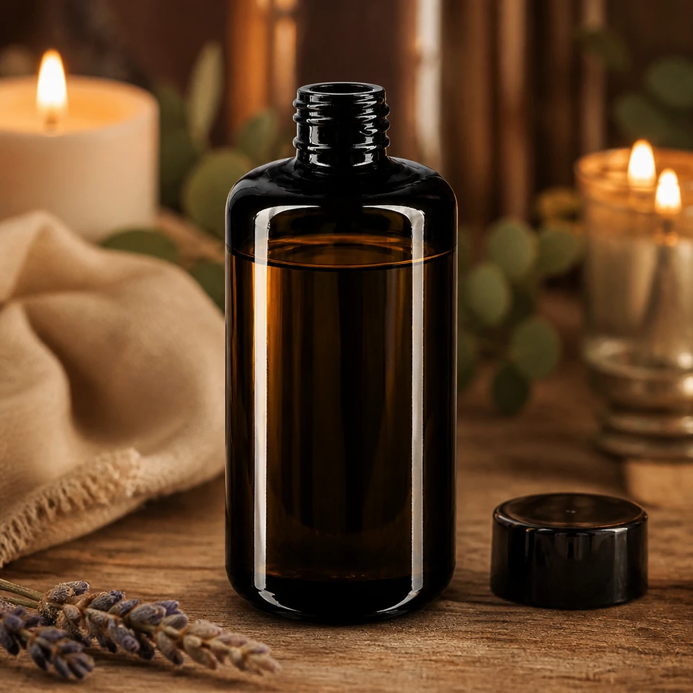 Flacon en verre violet 200 ml GCMI 410/24 (verre Miron) Flacon d'aromathérapie Draco 200ml en verre violet Miron pour le bricolage cosmétique et la naturopathie