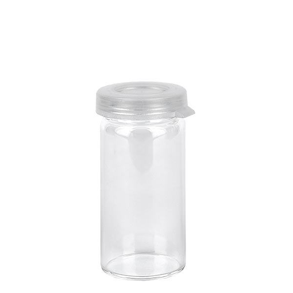 Pot à comprimés 5 ml en verre clair, avec bouchon à déclic Pot à comprimés 5 ml en verre clair, avec bouchon à déclic