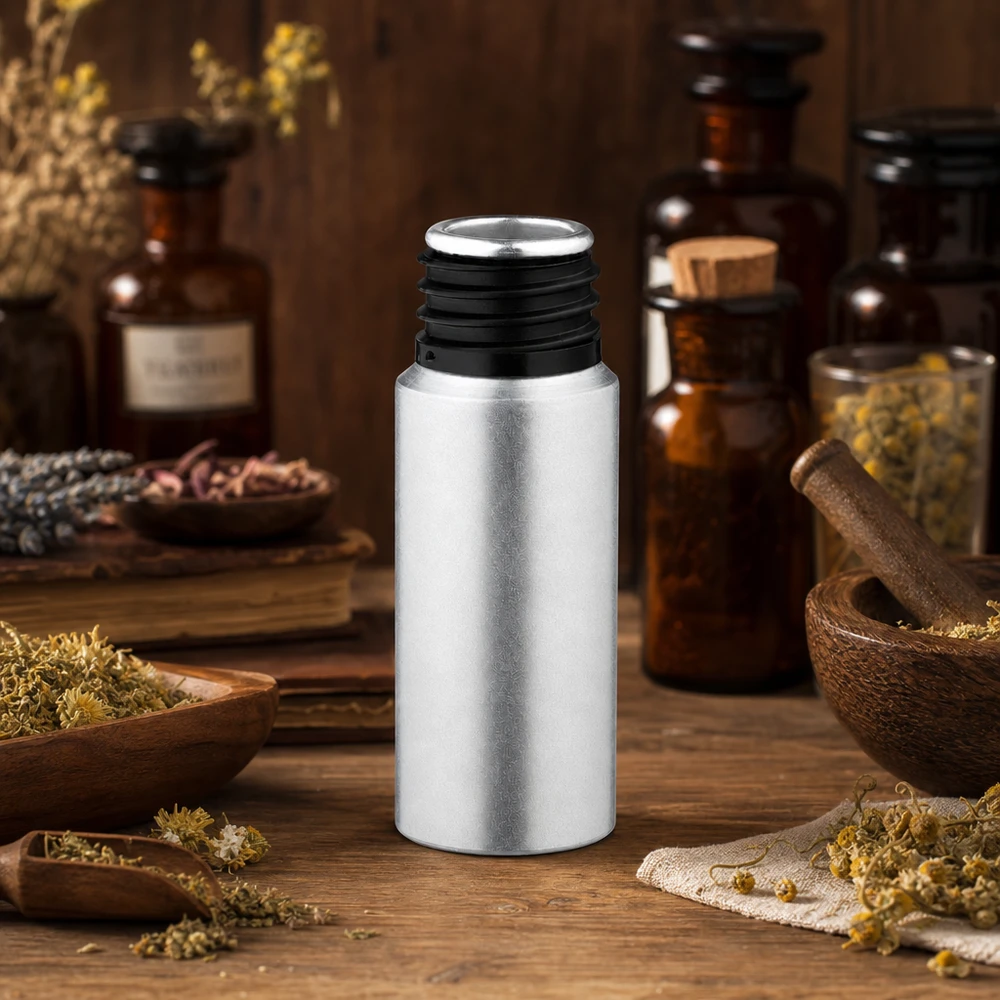 Bouteille en aluminium décapé métallisé de 20ml au design élégant pour les liquides de haute qualité