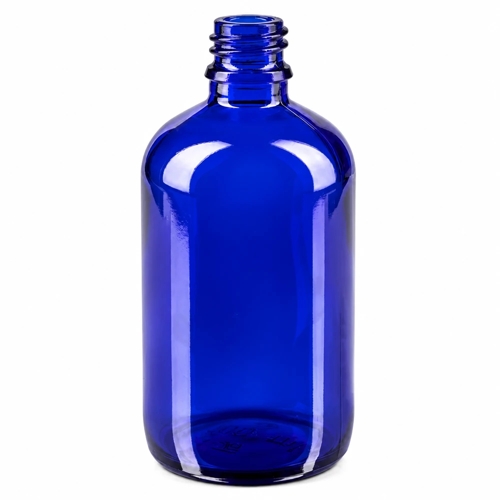 Bouteille de pharmacie de 100 ml - taille compacte en verre bleu ApoGlas pour les petites quantités