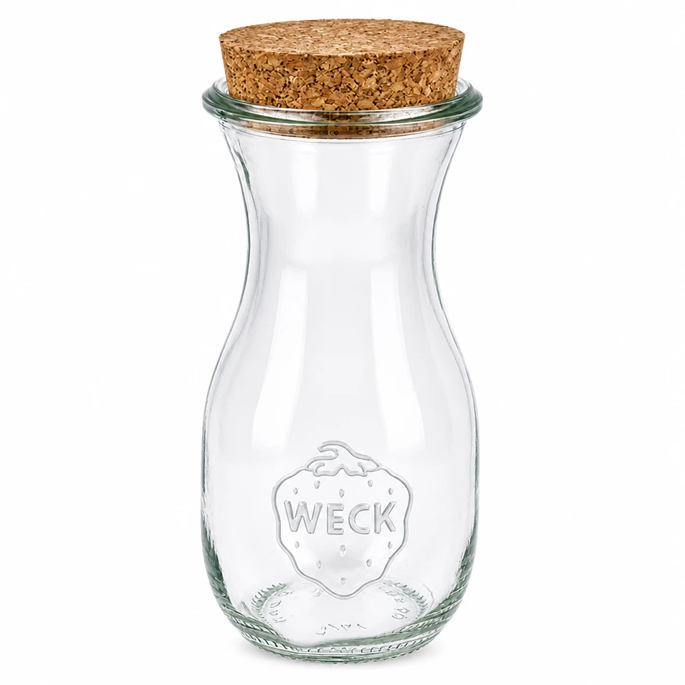 290ml Bouteille à jus de fruits WECK RR60 avec bouchon nature WECK Bouteille de jus 290ml RR60 en verre avec bouchon en liège naturel bouchon transparent vide Bouteille en verre