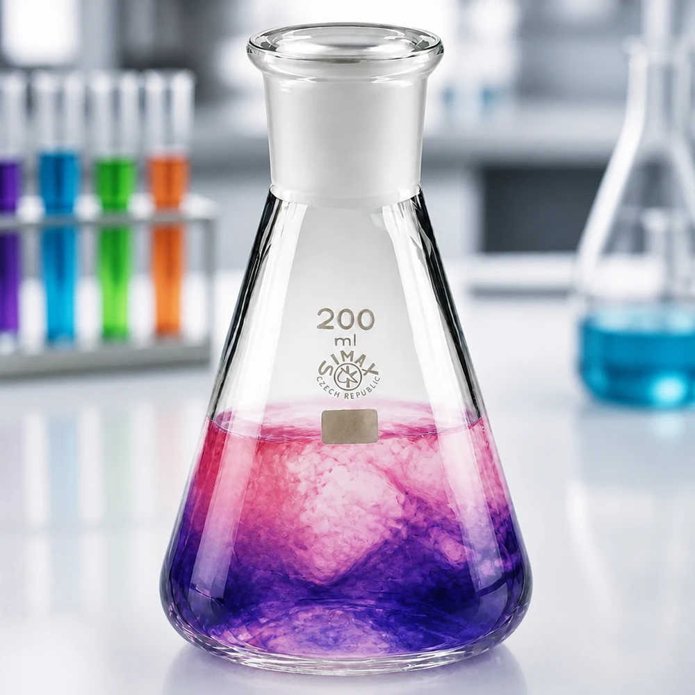 Erlenmeyer 200 ml col étroit, verre borosilicate avec rodage normalisé 29/32