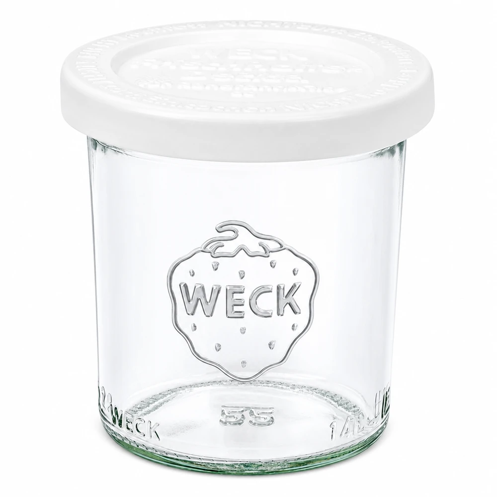 WECK Bocal en verre 140ml avec couvercle blanc RR60 pour confitures et conserves
