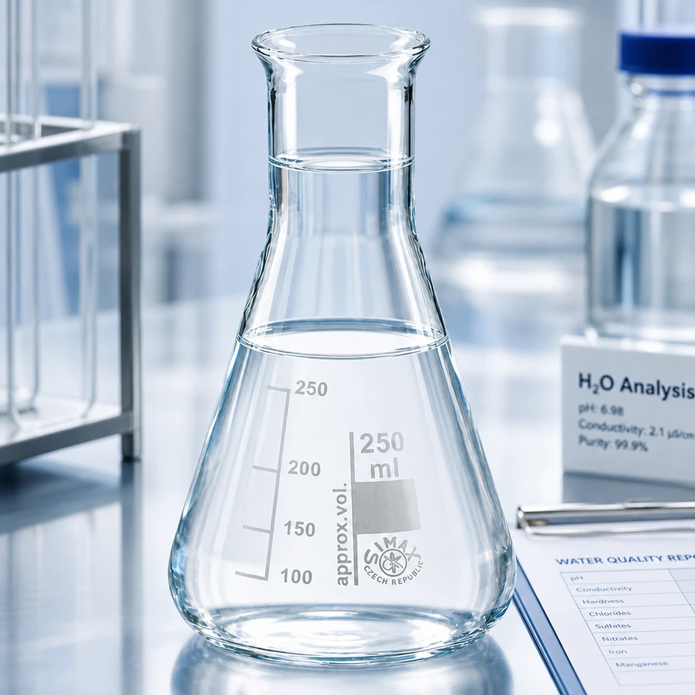 Erlenmeyer 250ml col large, verre borosilicate Erlenmeyer de précision 250ml avec graduation et support stable pour les analyses en laboratoire