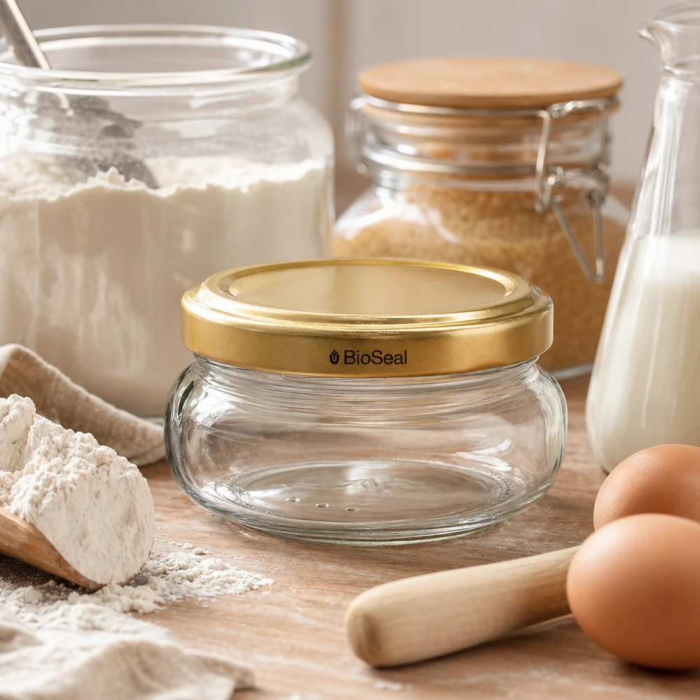 120ml Verre terrine avec couvercle BioSeal or UNiTWIST 120ml Verre terrine avec couvercle BioSeal or UNiTWIST