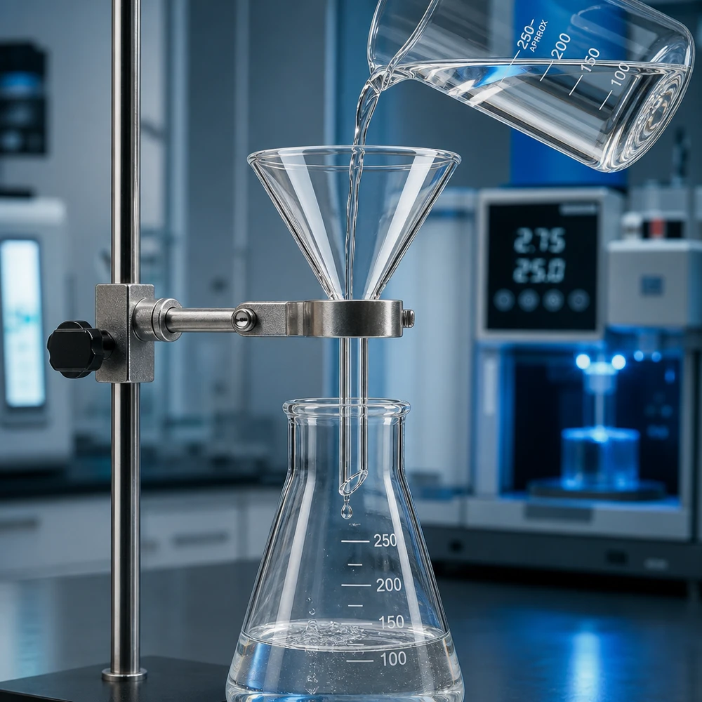 Entonnoir Ø 55mm - verre borosilicate 3.3 - angle 60° Entonnoir scientifique en verre 55mm transparent pour les analyses chimiques en laboratoire et la filtration