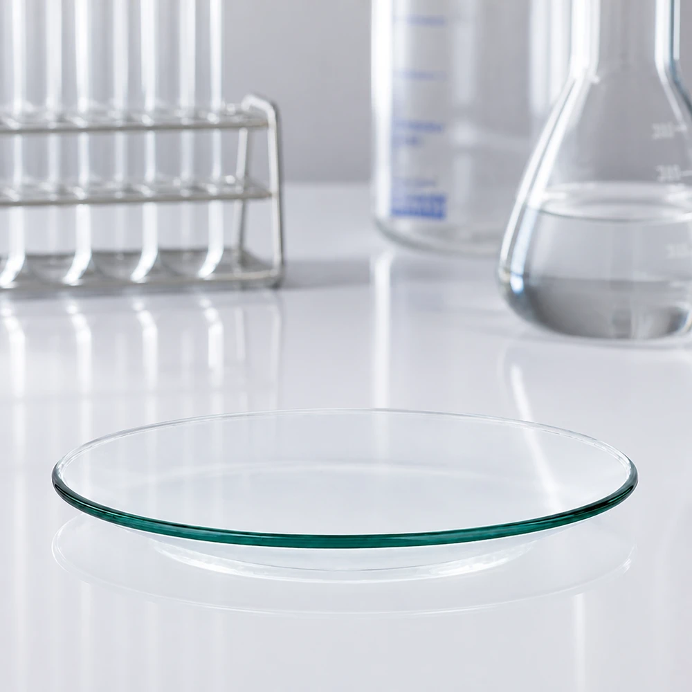 Verre de montre 90 mm - verre borosilicate 3.3 - bord fondu Plat rond en verre de montre de 9 cm de diamètre avec fond en verre fin pour une transmission optimale de la chaleur