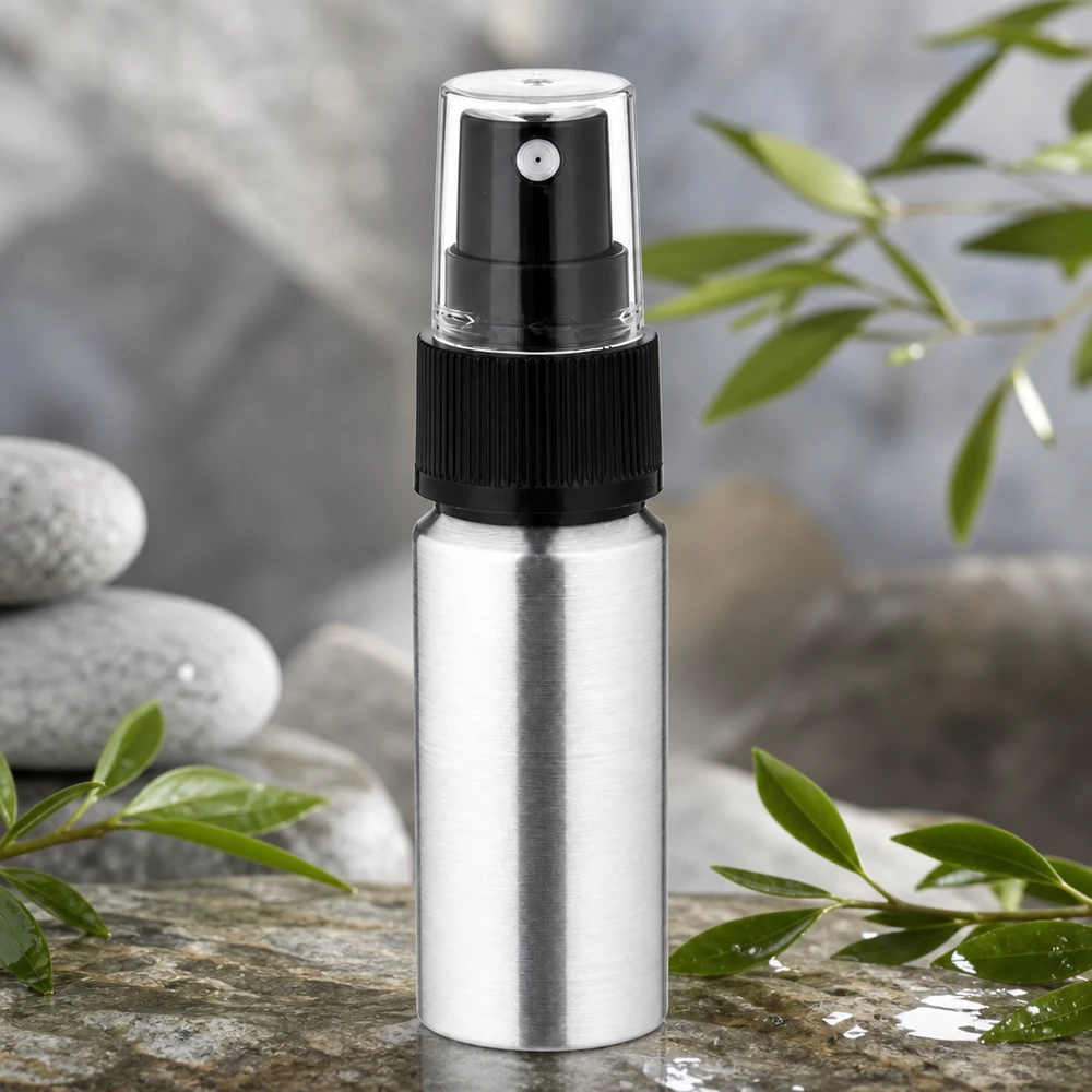 Flacon robuste en aluminium de 20 ml avec tête de pulvérisation transparente - incassable et durable pour le quotidien