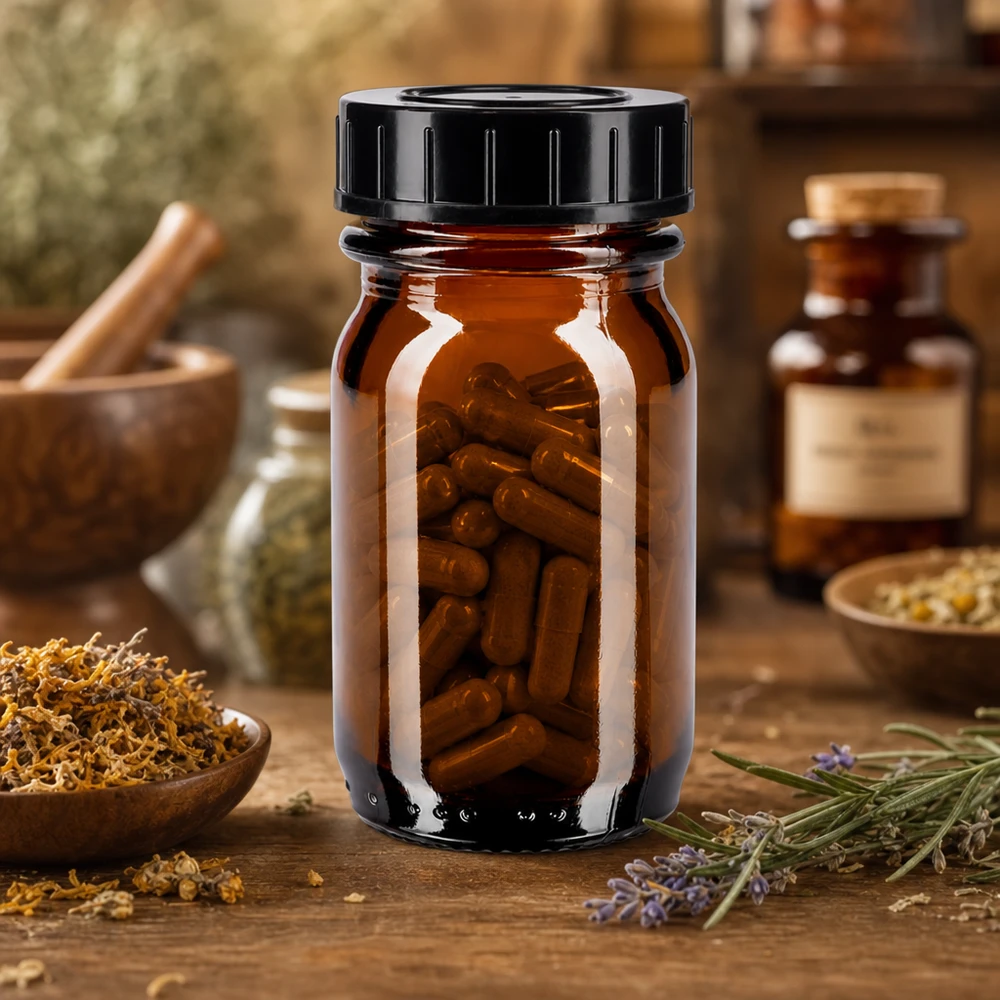Bouteille de pharmacie de 30 ml en verre brun anti-UV avec bouchon à vis pratique