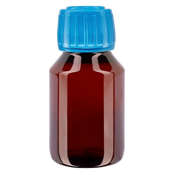 Bouteille PET 50ml avec bouchon bleu,bouchon d'inviolabilité Bouteille PET 50ml avec bouchon bleu,bouchon d'inviolabilité