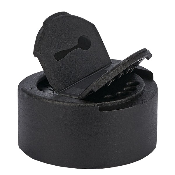 Couvercle de bocal à sel/épices avec double ouverture noir - Dual : 4 trous ø3mm et 1 trou ø29mm. Filetage de 41mm. Charnière à charnière. EN PP. Couvercle de bocal à sel/épices avec double ouverture noir - Dual : 4 trous ø3mm et 1 trou ø29mm. Filetage de 41mm. Charnière à charnière. EN PP.