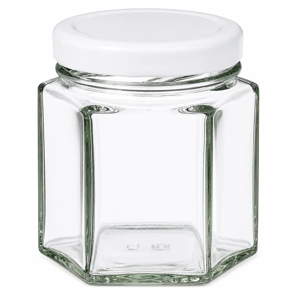 47ml Verre hexagonal avec couvercle BasicSeal blanc UNiTWIST