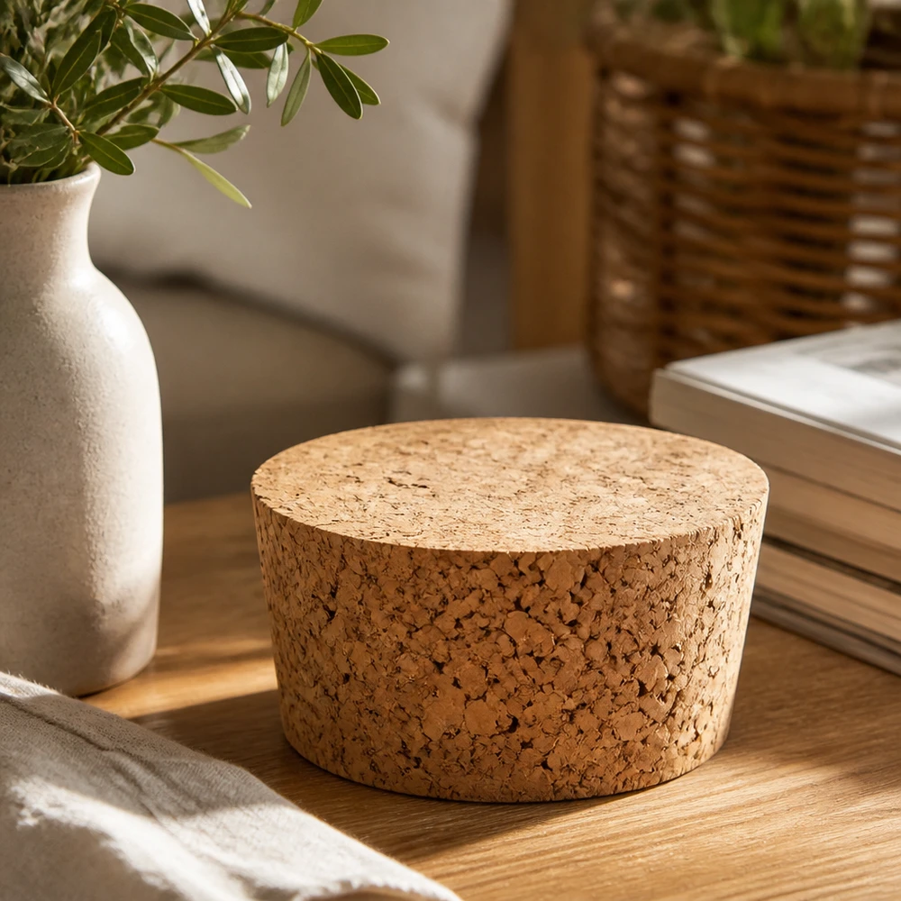 WECK Bouchon RR40 Bouchon en liège naturel sur table en bois avec vase et livres décoration élégante de la maison ouverture 40mm