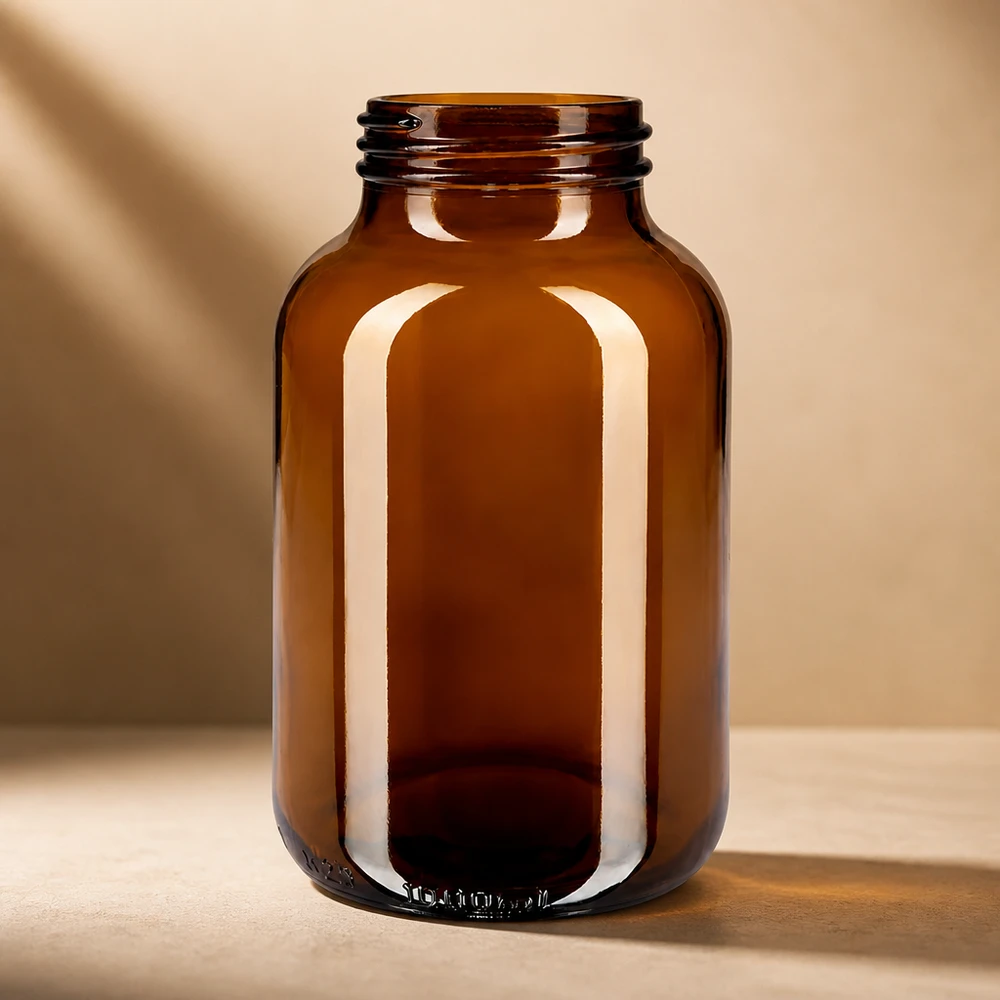 Bouteille en verre robuste de 1000 ml de couleur brune pour la protection contre les UV et les rayons nocifs