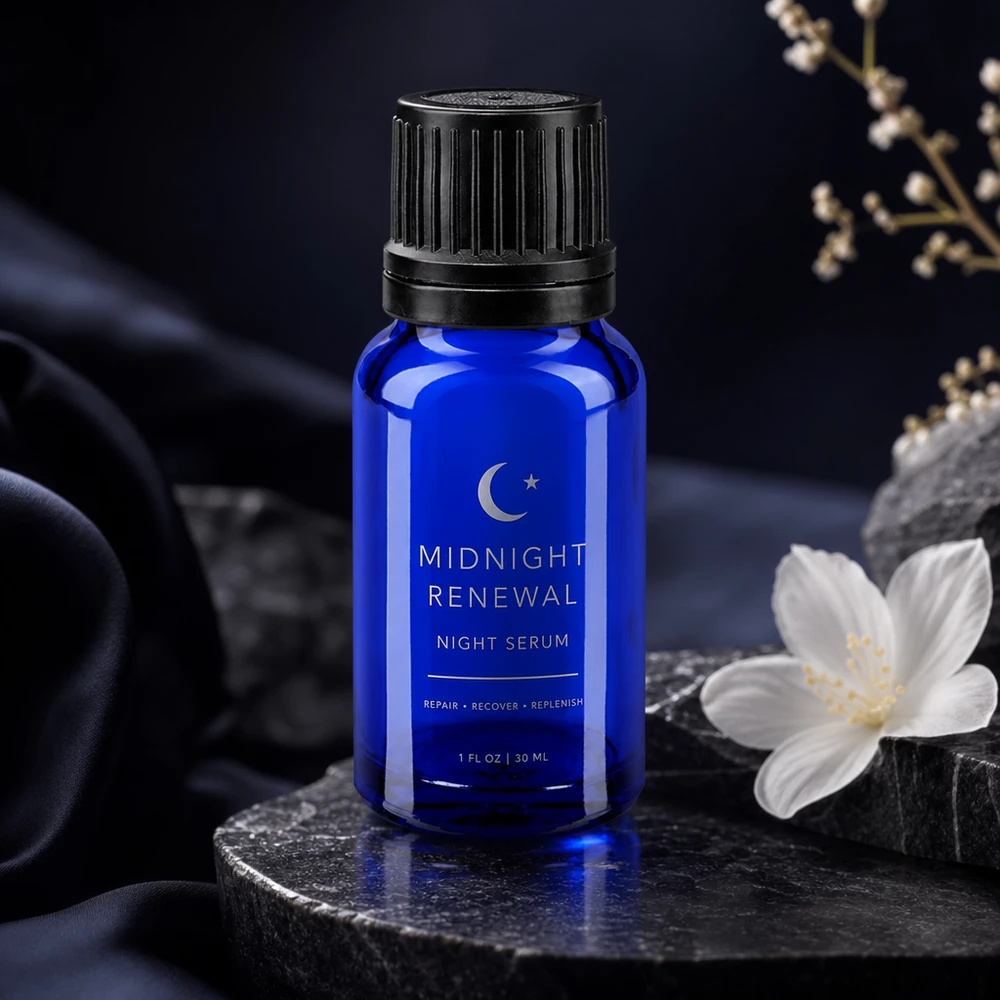 Flacon de pharmacie bleu 10ml bouchon inviolable blanc 1mm bouchon inviolabilité Flacon de sérum bleu foncé de 10 ml en verre borosilicaté, muni d'un bouchon à vis noir nervuré