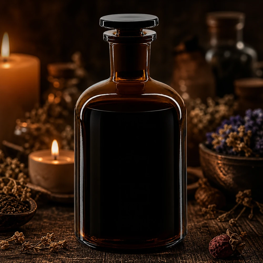 Flacon classique à épaules arrondies de 250 ml, en verre ambré, à col étroit, avec bouchon en verre, pour l'aromathérapie