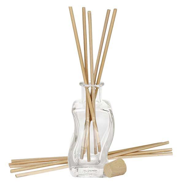Flacon Altana 100ml + 10 bâtons à parfum clairs + bouchon de liège Flacon Altana 100ml + 10 bâtons à parfum clairs + bouchon de liège