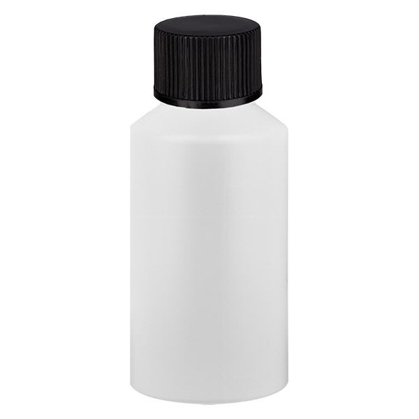 Flacon à pharmacie HDPE 50ml blanc avec bouchon vissable noir Flacon à pharmacie HDPE 50ml blanc avec bouchon vissable noir