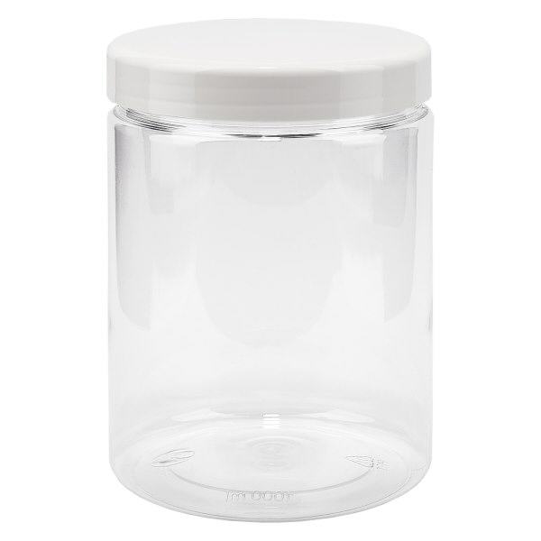 Pot à vis en PET clair 1000 ml avec couvercle blanc Pot à vis en PET clair 1000 ml avec couvercle blanc