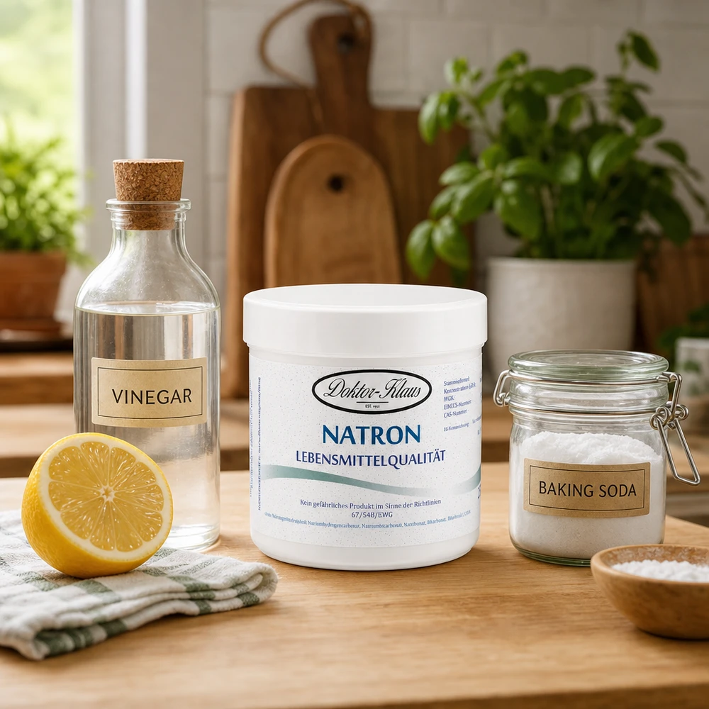Bicarbonate de soude Doktor Klaus, en boîte blanche de 250 g, apte à l’utilisation alimentaire Bicarbonate de sodium Doktor Klaus 250g qualité alimentaire avec vinaigre et poudre à lever pour un nettoyage naturel