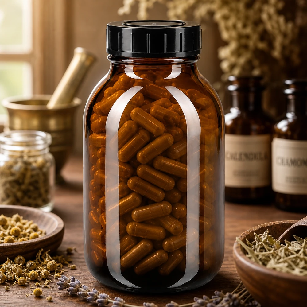 Flacon de pharmacie 500ml en verre brun anti-UV avec bouchon à vis pratique
