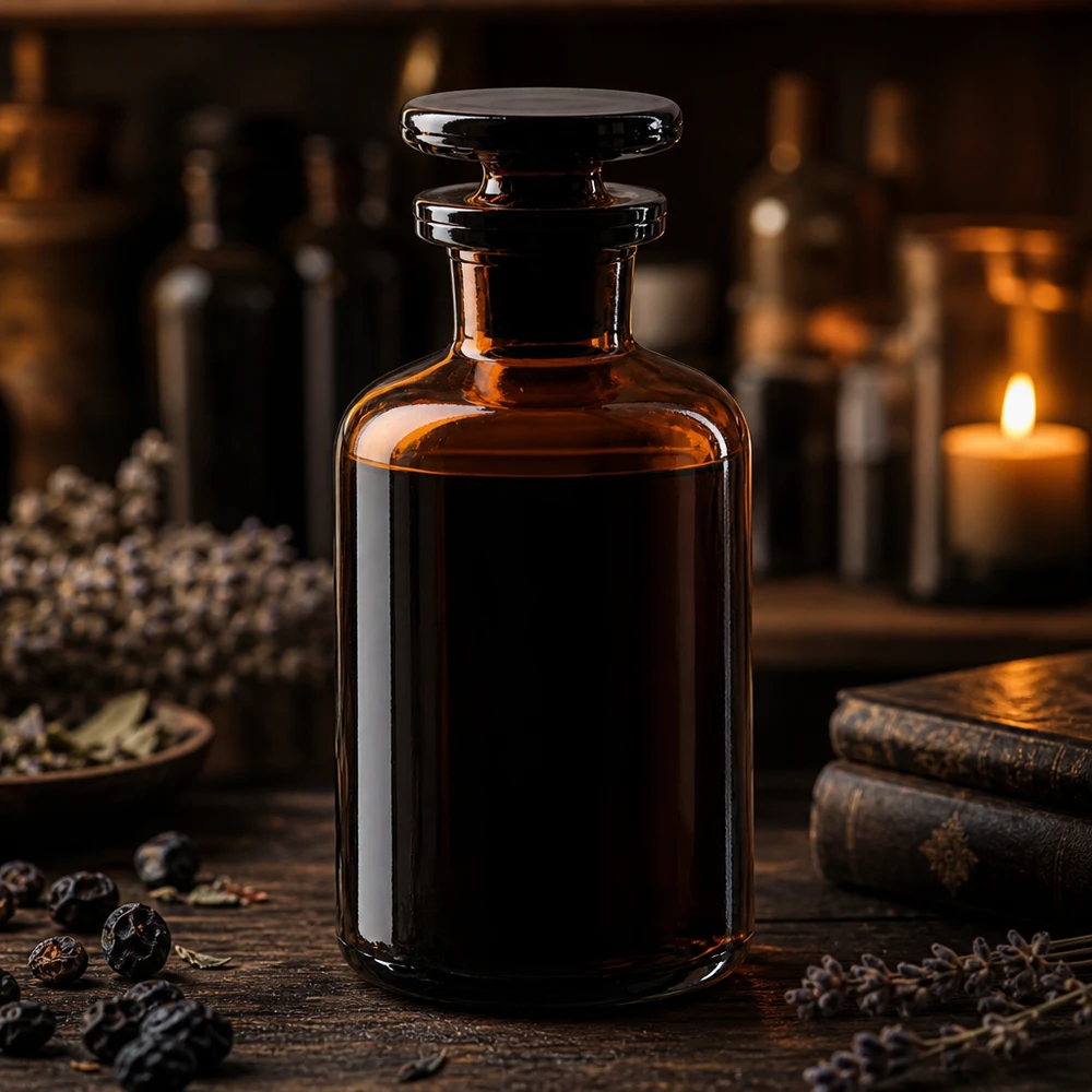 Flacon pharmaceutique 50 ml col étroit en verre ambré + bouchon Flacon à épaulement arrondi de 50 ml en verre ambré, à col étroit et bouchon en verre, destiné à la pharmacie et à l'homéopathie