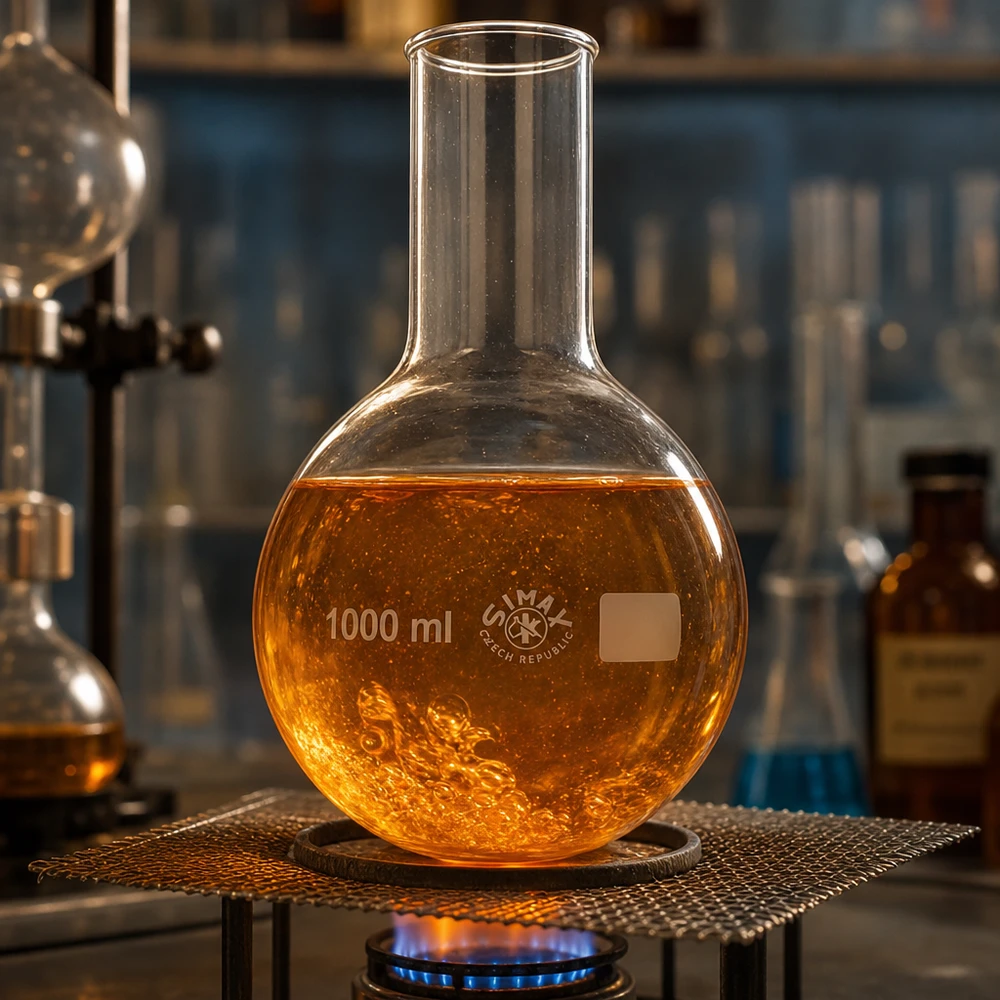 Ballon rond de chimie 1000ml à large ouverture pour les réactions de synthèse en laboratoire de recherche