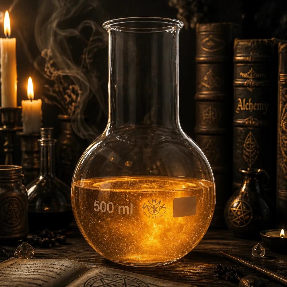 Ballon à fond plat 500 ml à col large, en verre borosilicate avec bord renforcé Fiole de laboratoire 500ml en verre spécial robuste avec un équilibre optimal entre stabilité et forme
