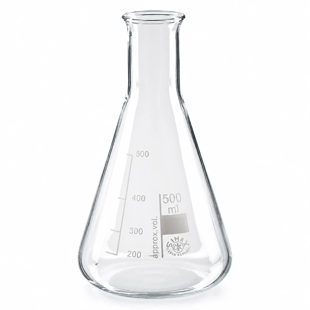 Fiole de laboratoire 500ml conique avec bec verseur étroit pour une manipulation sûre