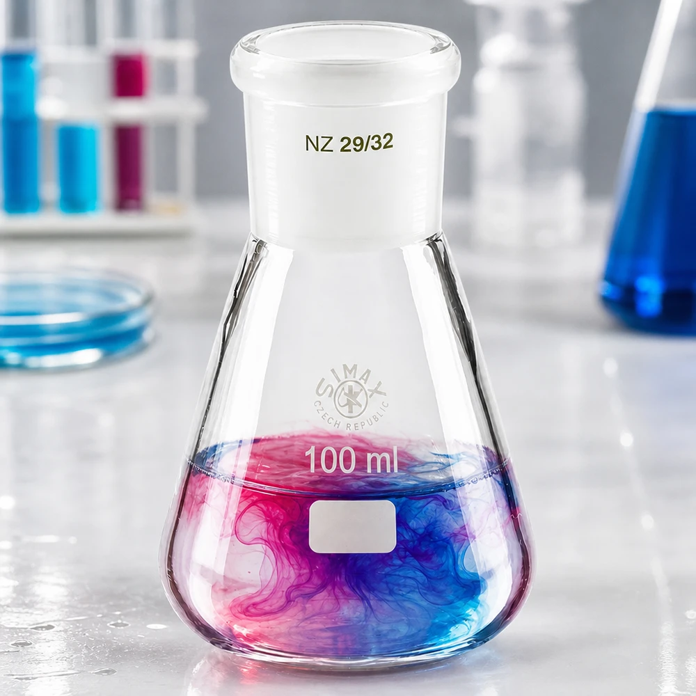 Erlenmeyer 100 ml col large, verre borosilicate avec rodage normalisé 29/32