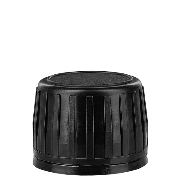 Bouchon à vis noir avec bague d'inviolabilité PP28 ApoGlas Bouchon à vis noir avec bague d'inviolabilité PP28 ApoGlas