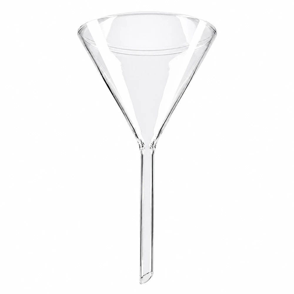 Entonnoir Ø 100mm - verre borosilicate 3.3 - angle 60° Entonnoir en borosilicate de 100 mm de diamètre avec un angle de 60 degrés pour un transvasement précis en laboratoire