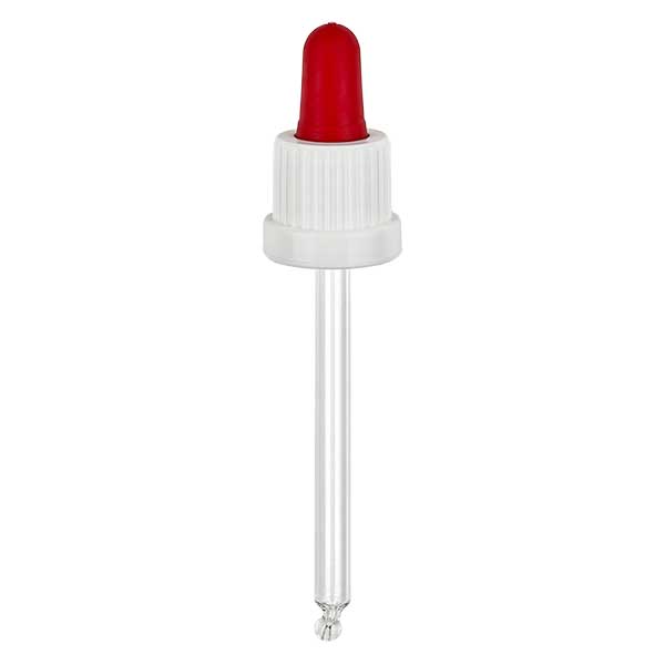 pipette en verre blanc/rouge 18mm, longueur 85 inviolable pipette en verre blanc/rouge 18mm, longueur 85 inviolable