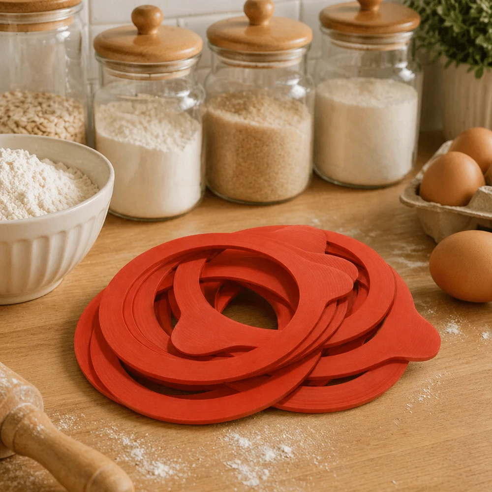 Anneau de mise en conserve RR80 Caoutchouc naturel orange Anneaux d'étanchéité empilables Cuisine Table en bois Accessoires de mise en conserve Ustensiles de cuisson