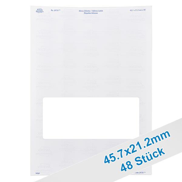 48 étiquettes amovibles blanches, 46x21 mm 48 étiquettes amovibles blanches, 46x21 mm
