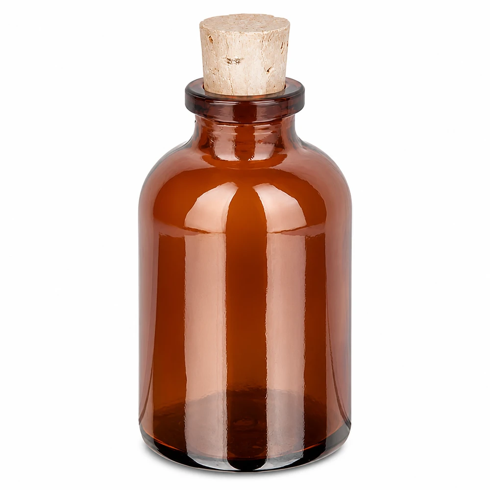Flacon en verre ambré 30 ml avec bouchon de liège 11/14 mm Apotheker Braunglasflasche 30ml mit Kork ideal für Laborflüssigkeiten